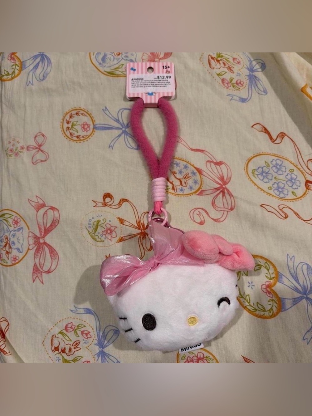 Sanrio Miniso Hello Kitty pink plush cleaner keychain